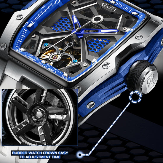 BONEST GATTI Automatic Skeleton Movement Barrel shaped Case Luminous BG5501 TIMEMASTER