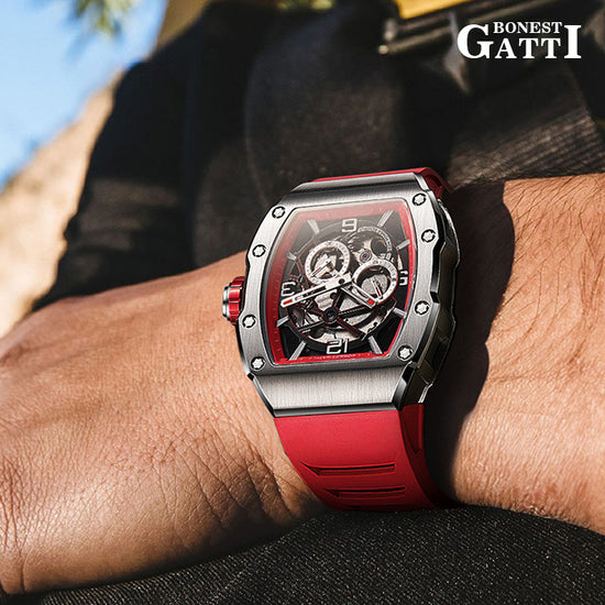 BONEST GATTI Barrel shaped Skeleton Sapphire Crystal CITIZEN Movement Watch BG9903 TIMEMASTER