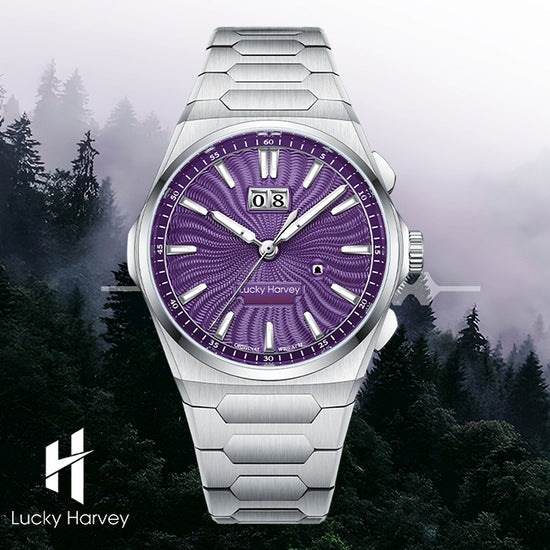 【Limited Edition 300PCS】Sound Of Nature Guilloché Purple Dial Big Date Chiming Automatic Watch Lucky Harvey TIMEMASTER