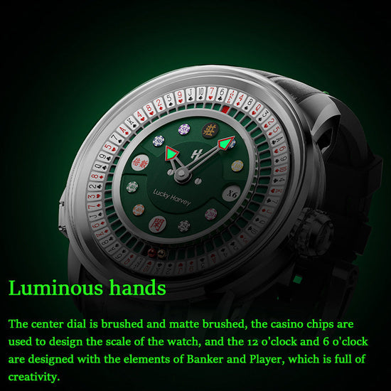 Player Series Gold Poker Roulette Automatic Watch Lucky Harvey TIMEMASTER