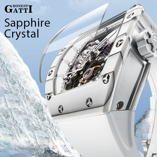 BONEST GATTI Carbon fiber + Aluminum alloy Case Barrel shaped road of climb 3D Mountain climber pattern Skeleton Movement Sapphire Crystal Watch BG9002 TIMEMASTER