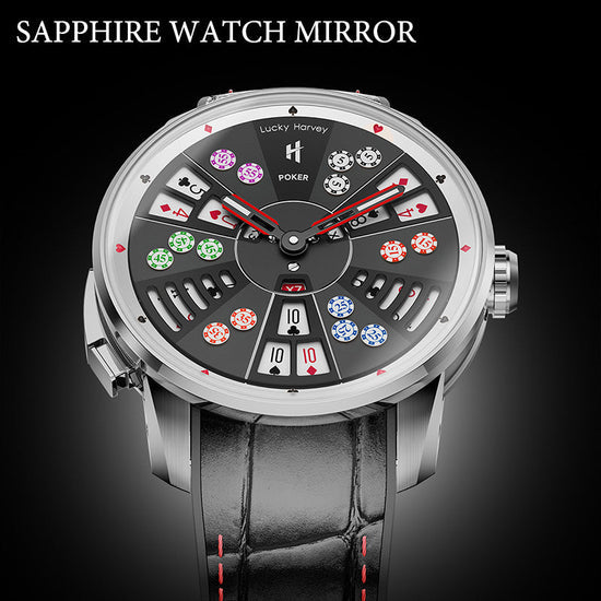 Player Series Silver Three Card Poker Automatic Watch Lucky Harvey TIMEMASTER