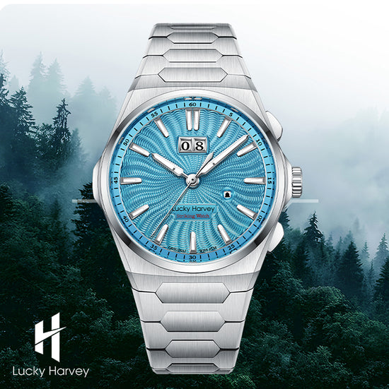 【Limited Edition 300PCS】Sound Of Nature Guilloché Ice Blue Dial Big Date Chiming Automatic Watch Lucky Harvey TIMEMASTER