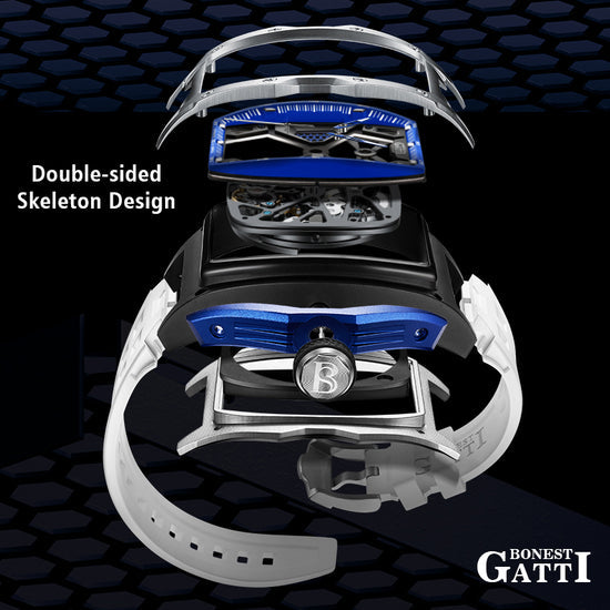 BONEST GATTI Automatic Skeleton Movement Barrel shaped Case Luminous BG5501 TIMEMASTER