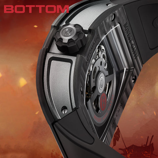 BONEST GATTI Automatic Tonneau Watch Spartan Warrior Series Carbon Fiber Skeleton Self Wind Movement Sapphire Crystal Luminous Watch BG9009 TIMEMASTER