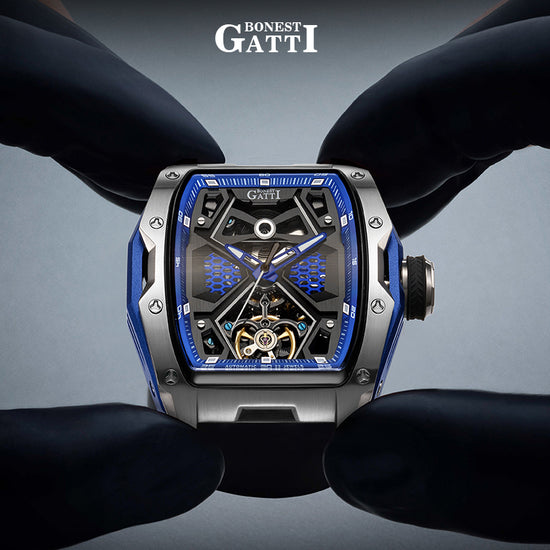BONEST GATTI Automatic Skeleton Movement Barrel shaped Case Luminous BG5501 TIMEMASTER