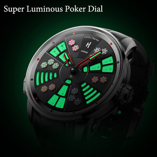 Player Series Gold Three Card Poker Automatic Watch Lucky Harvey TIMEMASTER