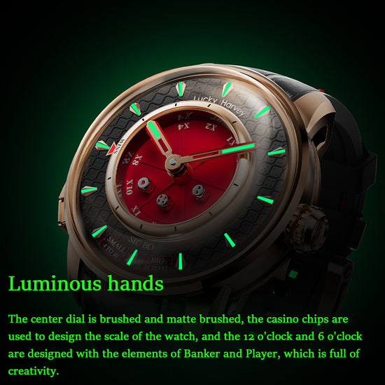 Player Series Red Sic Bo Automatic Watch Lucky Harvey TIMEMASTER