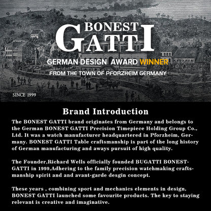 BONEST GATTI Barrel Dragon 185 Zircon Stones Bezel Stainless Steel Bracelet Men's Automatic Mechanical Watch Luminous BG5605L TIMEMASTER