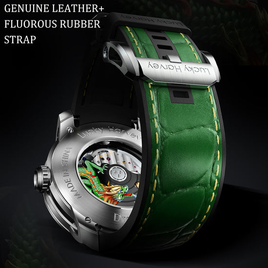 Gold Dragon Automatic Watch Spit Out Gold Bead Luminous Lucky Harvey TIMEMASTER