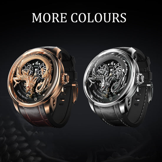 Gold Dragon Automatic Watch Spit Out Gold Bead Luminous Lucky Harvey TIMEMASTER