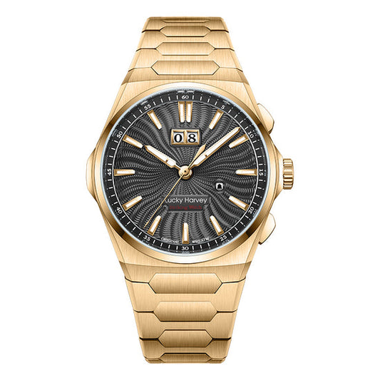 【Limited Edition】Sound Of Nature Guilloché Gold Dial Big Date Chiming Automatic Watch Lucky Harvey TIMEMASTER