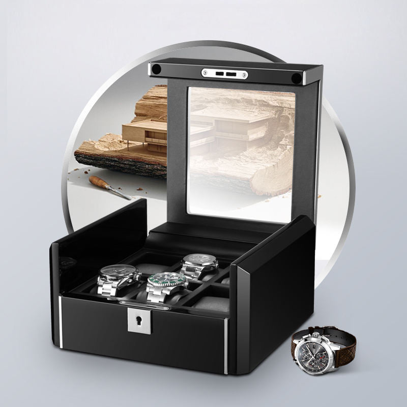 M&Q Curren Watch Storage Wood Box 6 Slots TIMEMASTER & CO