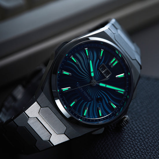 【Limited Edition 300PCS】Sound Of Nature Guilloché Ocean Blue Dial Big Date Chiming Automatic Watch Lucky Harvey TIMEMASTER