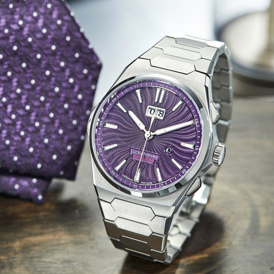 【Limited Edition 300PCS】Sound Of Nature Guilloché Purple Dial Big Date Chiming Automatic Watch Lucky Harvey TIMEMASTER
