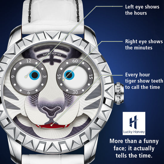 【Limited Edition 2022pcs】White Tiger Moving Eye Automatic Watch For Man Luminous Lucky Harvey TIMEMASTER
