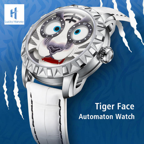 【Limited Edition 2022pcs】White Tiger Moving Eye Automatic Watch For Man Luminous Lucky Harvey TIMEMASTER