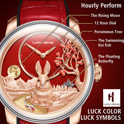 【Limited Edition 588pcs】Silver Rabbit Automatic Watch Chinese New Year 2023 Luminous Lucky Harvey TIMEMASTER
