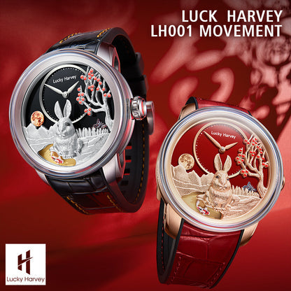 【Limited Edition 388PCS】Gold Rabbit Automatic Watch Chinese New Year 2023 Luminous Lucky Harvey TIMEMASTER