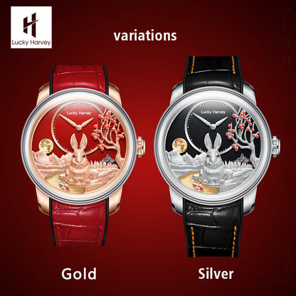 【Limited Edition 588pcs】Silver Rabbit Automatic Watch Chinese New Year 2023 Luminous Lucky Harvey TIMEMASTER