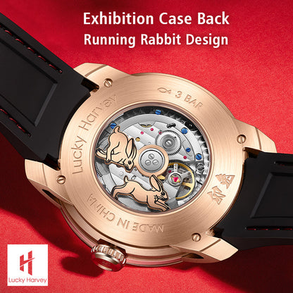 【Limited Edition 388PCS】Gold Rabbit Automatic Watch Chinese New Year 2023 Luminous Lucky Harvey TIMEMASTER