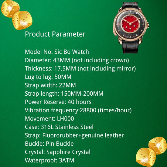 Player Series Red Sic Bo Automatic Watch Lucky Harvey TIMEMASTER