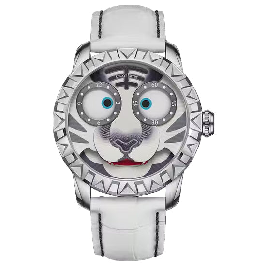 【Limited Edition 2022pcs】White Tiger Moving Eye Automatic Watch For Man Luminous Lucky Harvey TIMEMASTER