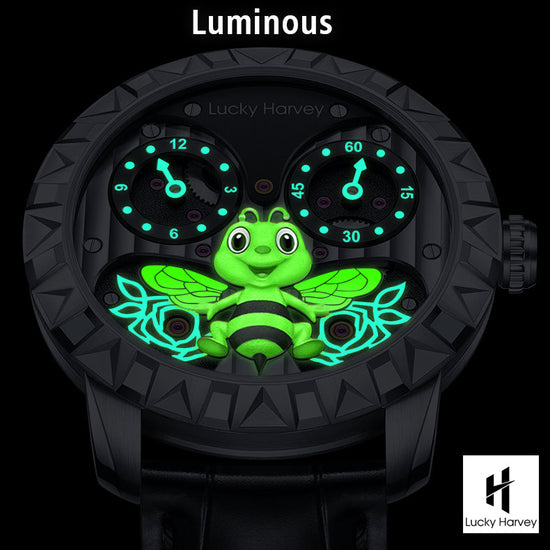 Gold Bee Automatic Watch Round Shaped Case Luminous Lucky Harvey TIMEMASTER