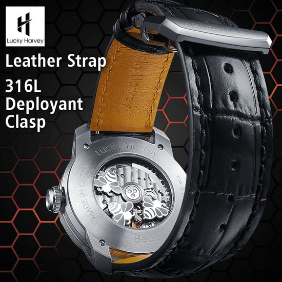 Gold Bee Automatic Watch Round Shaped Case Luminous Lucky Harvey TIMEMASTER