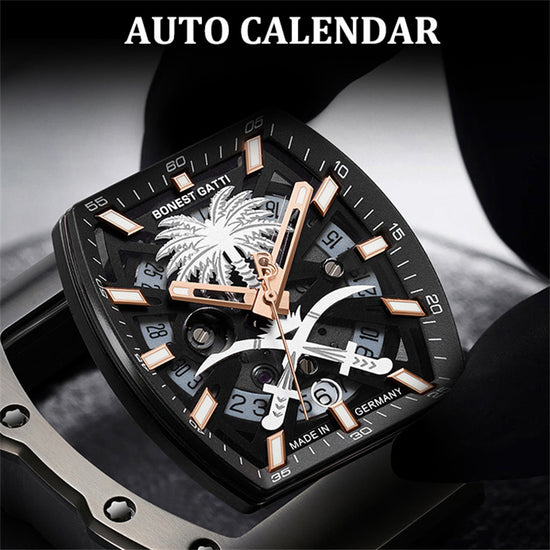 BONEST GATTI Skeleton Movement Watch Auto Calendar Citizen Automatic Mechanical Movement Luminous Sapphire Men's watch BG9904 TIMEMASTER