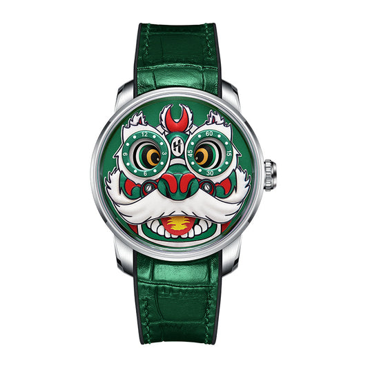 Green Lion Dance Moving Eye Automatic LH001 Movement Luminous Watch For Men Lucky Harvey TIMEMASTER & CO
