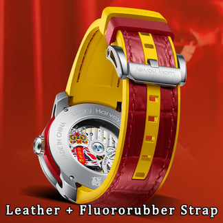 Yellow Lion Dance Moving Eye Automatic LH001 Movement Luminous Watch For Men Lucky Harvey TIMEMASTER