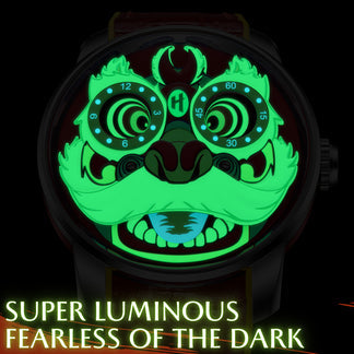 Green Lion Dance Moving Eye Automatic LH001 Movement Luminous Watch For Men Lucky Harvey TIMEMASTER & CO