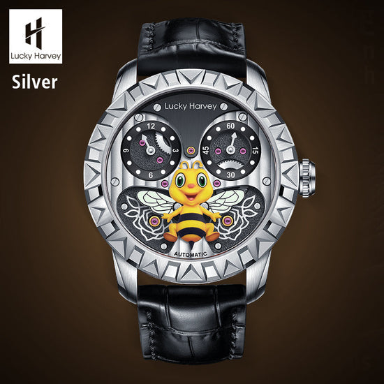 Gold Bee Automatic Watch Round Shaped Case Luminous Lucky Harvey TIMEMASTER