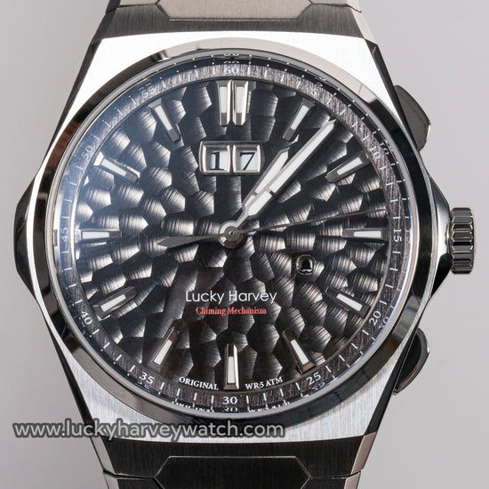【Limited Edition 300pcs】Hammer Dial Big Date Automatic Winding Black Chiming Watch Lucky Harvey TIMEMASTER