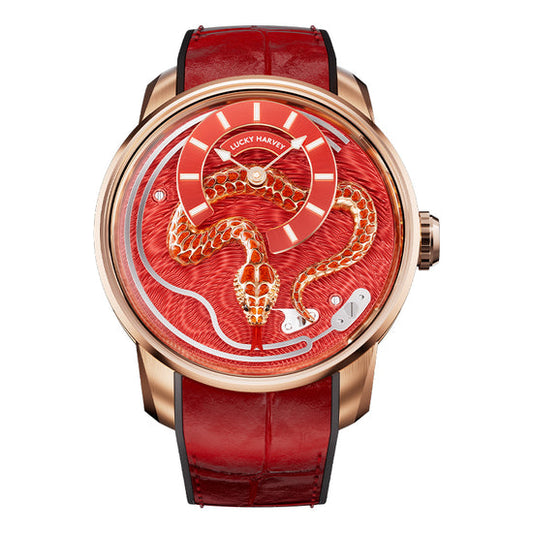 【Limited Edition 100pcs】2025 Red Enamel Snake Automata Chiming Mechanical New Watch Lucky Harvey TIMEMASTER