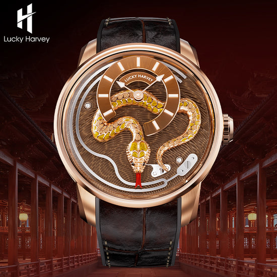 【Limited Edition 100pcs】2025 Gold Enamel Snake Automata Chiming Mechanical New Watch Lucky Harvey TIMEMASTER